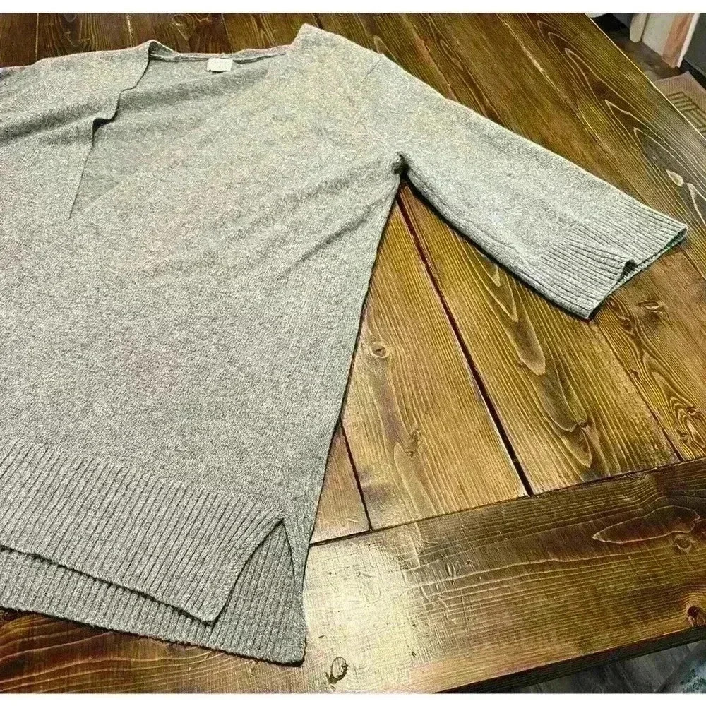A New Day Sz Large Open Front Gray Sweater 3/4 Sleeves - Picture 3 of 6